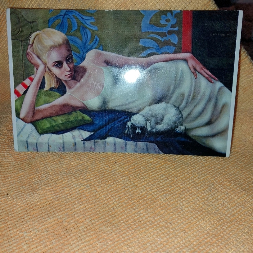 Vintage Matgaert Keane Artistic Postcard of Woman with Dog *CIRCE*